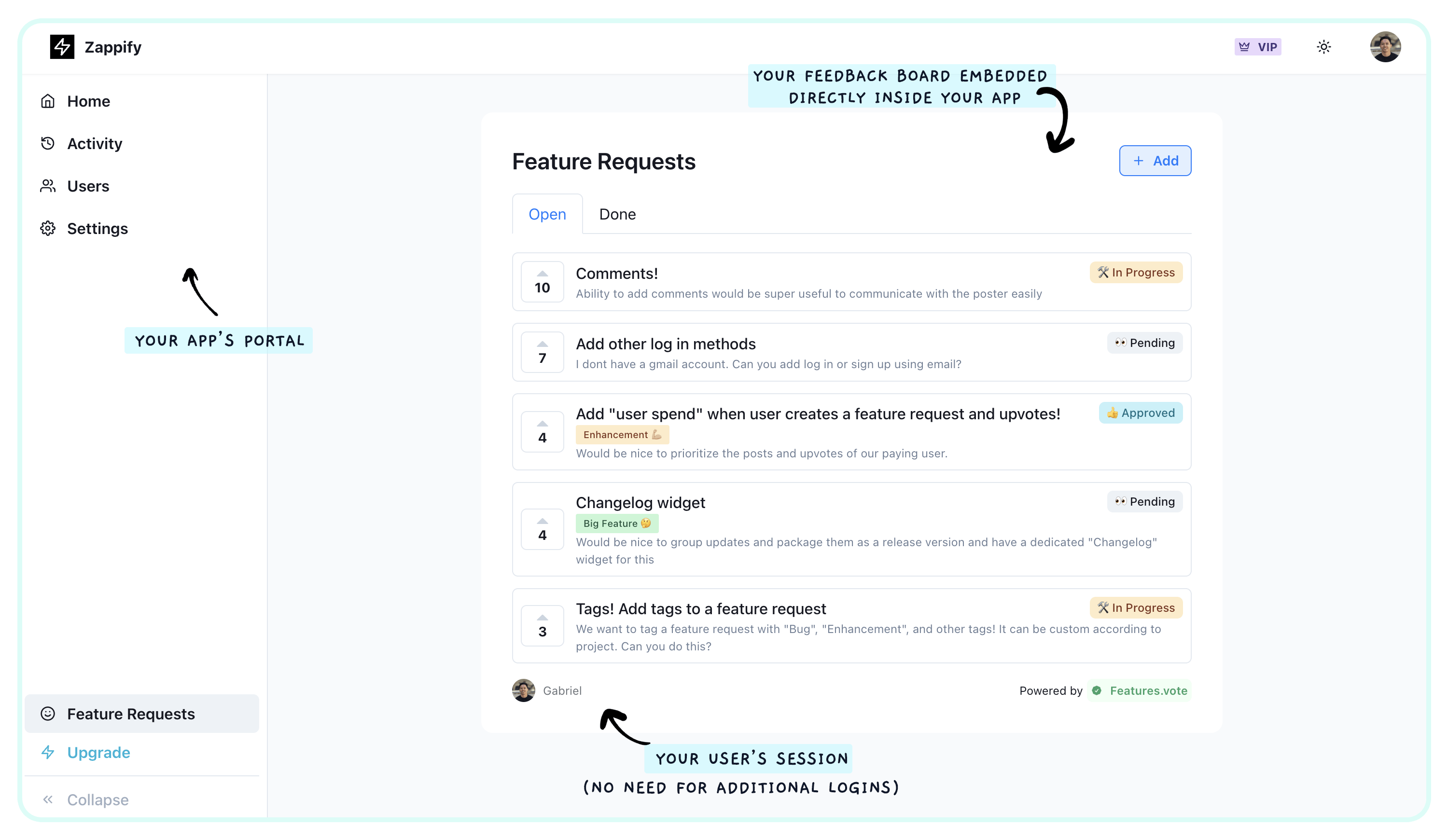 Features.Vote embeddable voting board — Canny alternative